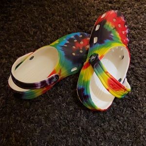 Tie-die crocs Worn a couple of times